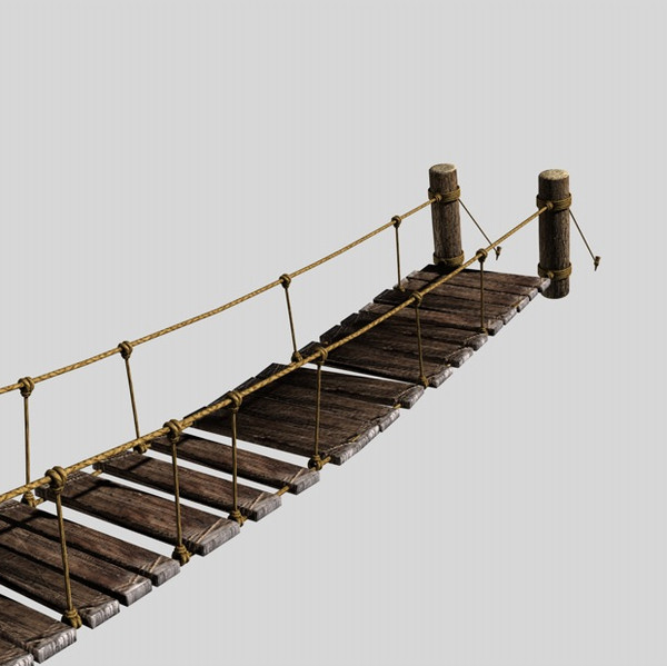 3d model rope bridge - Rope & Wood Plank Suspension Bridge... by Bondiana